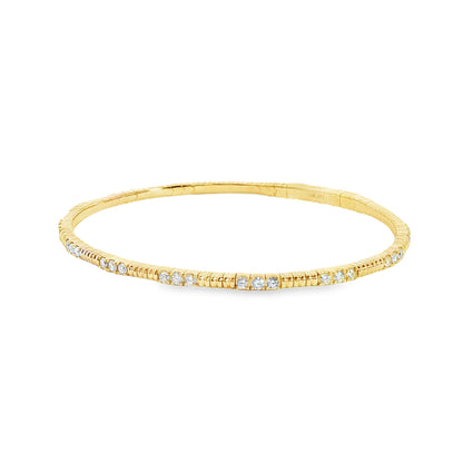 14K Yellow Gold 11 Section  Diamond Soft Flex Bracelet 0.85Ctw