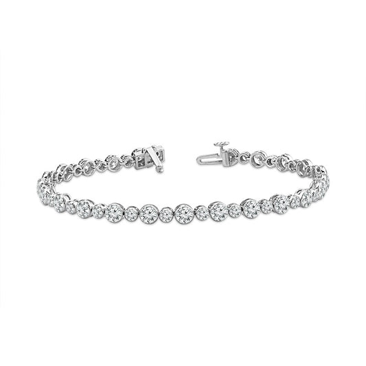 14K  White Gold  Lab Grown Diamond Alternating Sky Set Round Tennis Bracelet 7.33ctw