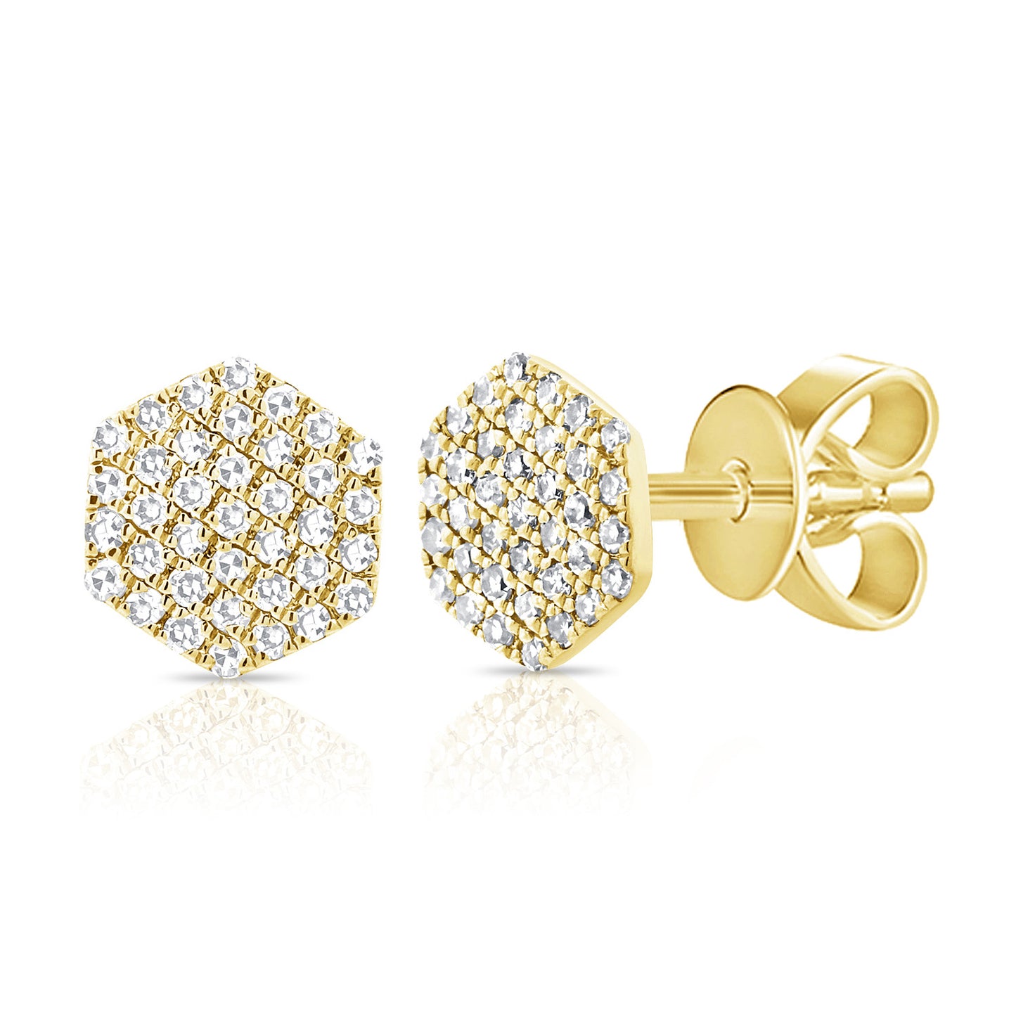 14K Yellow Gold Pave Geometric Fashion Studs 0.15