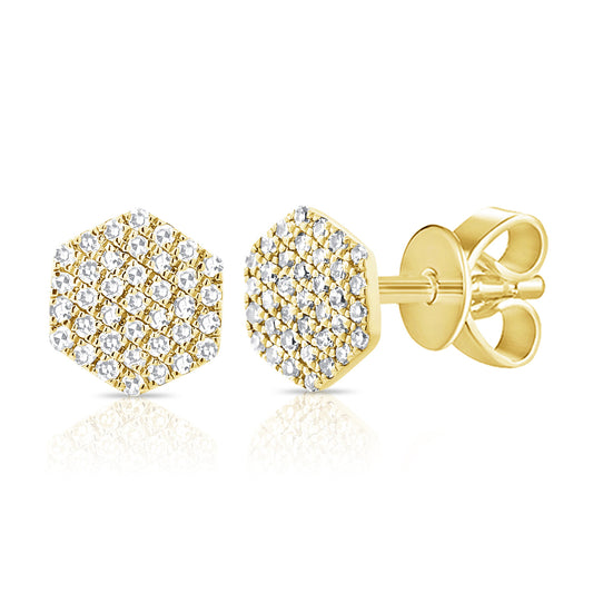 14K Yellow Gold Pave Geometric Fashion Studs 0.15