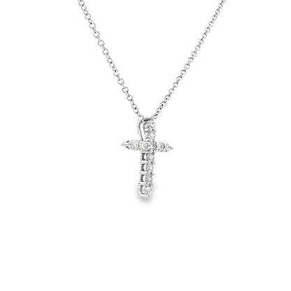 14K White Gold Diamond Cross Pendant Necklace 0.25ctw