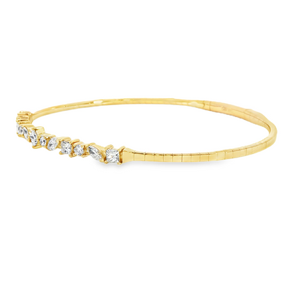 14Kyg Diamond Flex  Station Bracelet Containng Fancy Shapes 13Rd = 0.80Ct