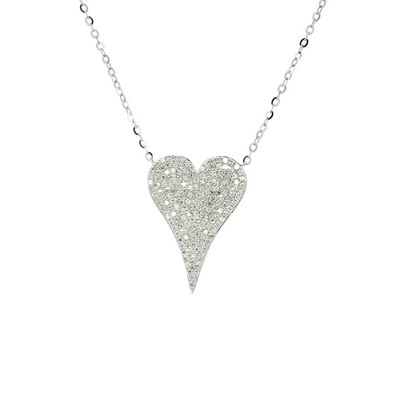 14K White Gold Single Cut Diamond Heart Necklace 0.55ct