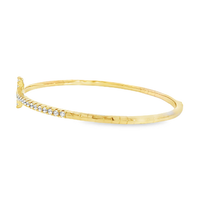 14K Yellow Gold Diamond Long "T" Bracelet Containing Diamonds 24D= 0.51Ct