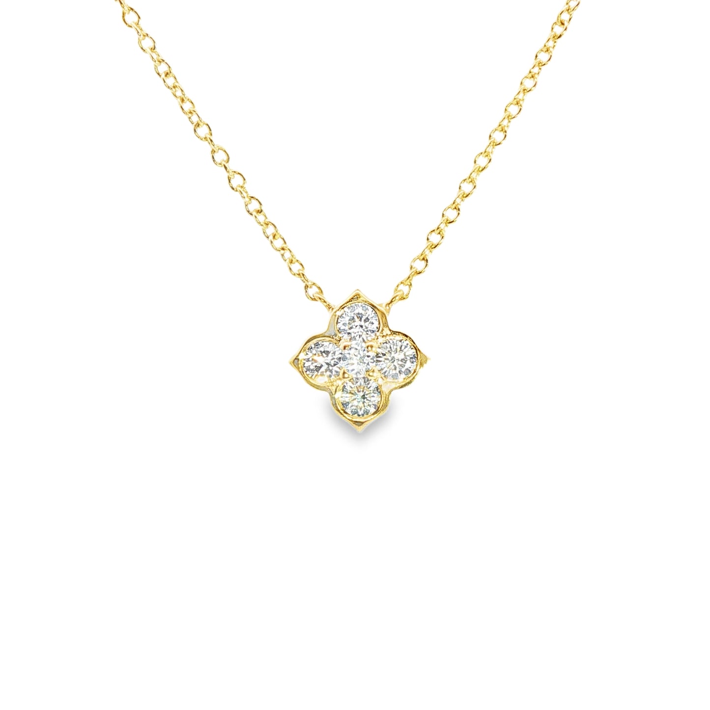 18K Yellow Gold "Diamond" Cluster Pendant Containing 5 Round Diamonds 0.47Ctw