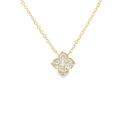 18K Yellow Gold "Diamond" Cluster Pendant Containing 5 Round Diamonds 0.47Ctw