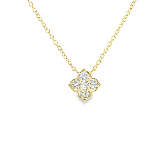 18K Yellow Gold "Diamond" Cluster Pendant Containing 5 Round Diamonds 0.47Ctw