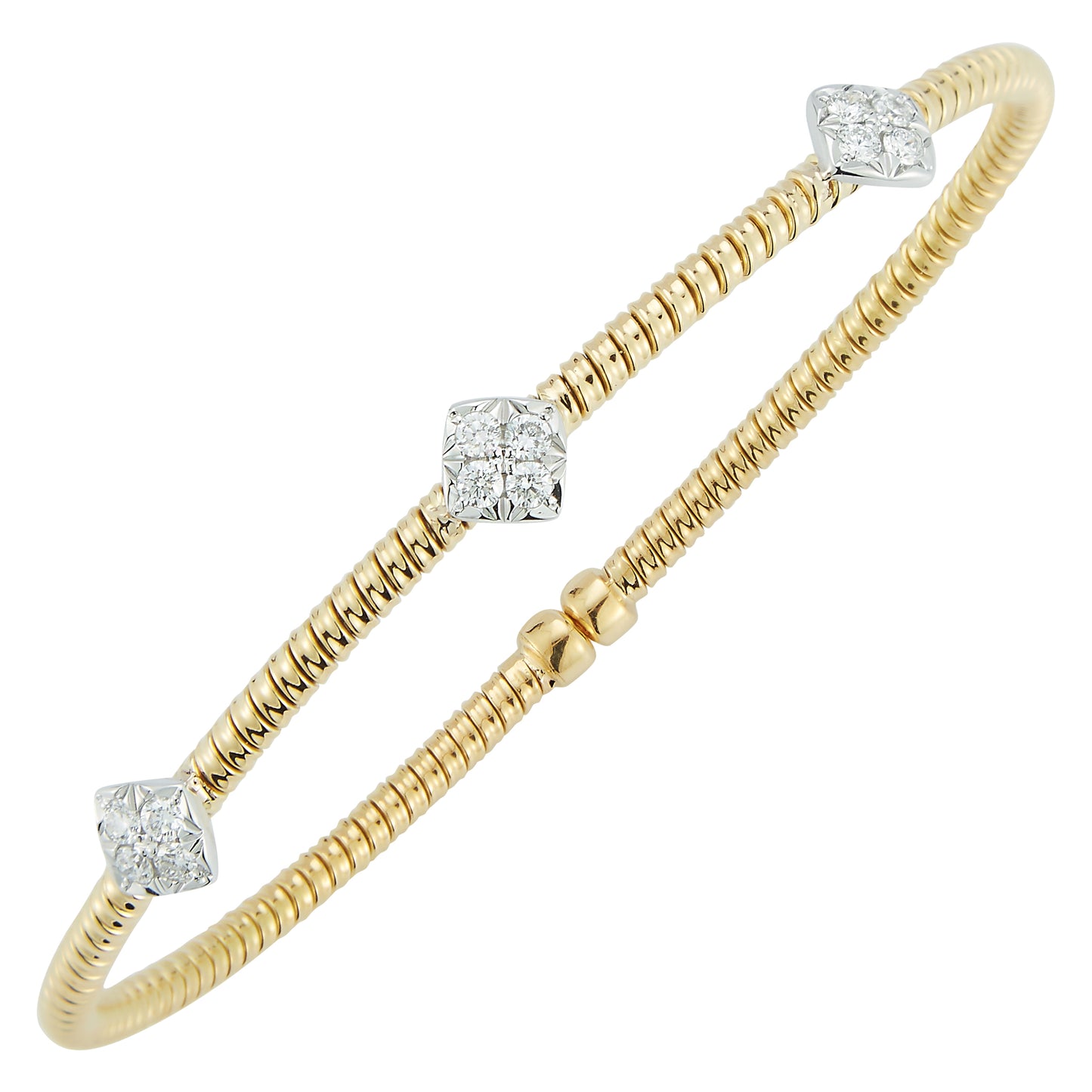18K Yellow Gold 0.30Ct Diamond Flex Bangel Bracelet