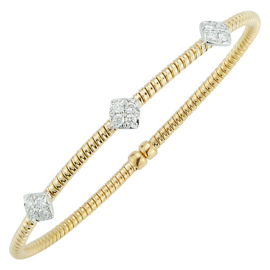 18K Yellow Gold 0.30Ct Diamond Flex Bangel Bracelet