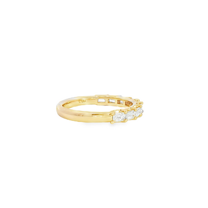 14K Yellow Gold Lab Diamond East To West Emerald Shared Prong Band 1/2 Way