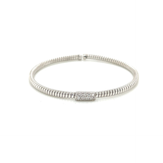 18k white gold diamond cuff