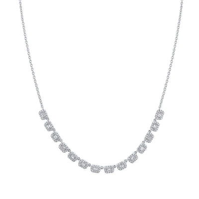 14k white gold diamond baguette fashion necklace 1.02ct