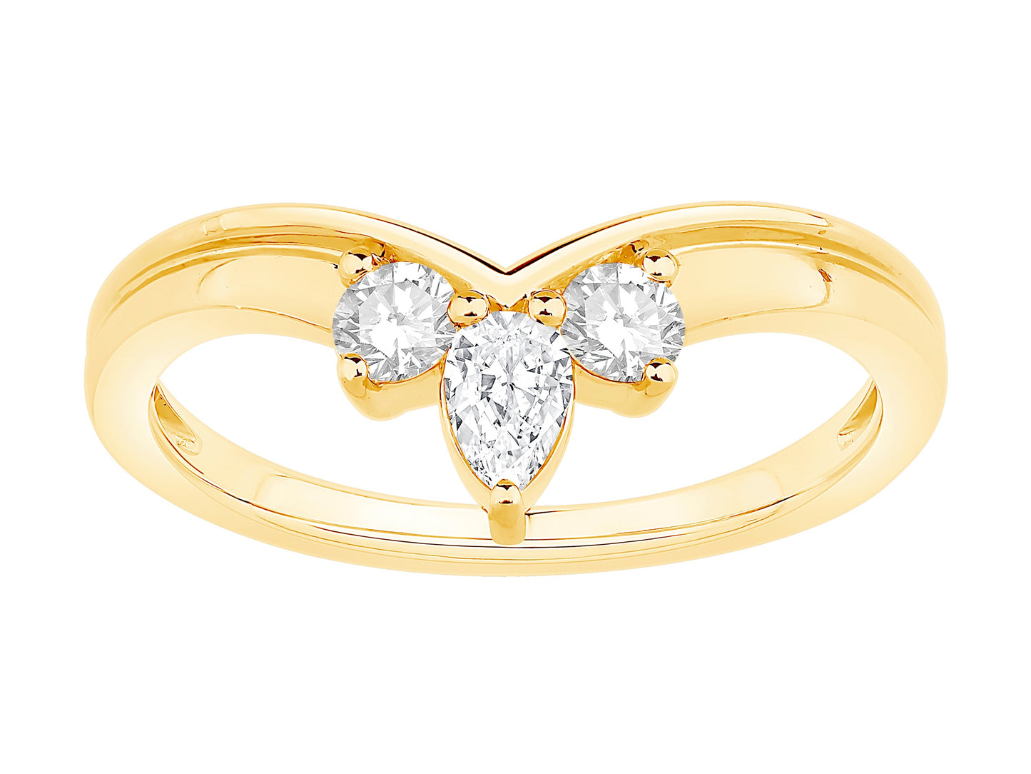 14K Yellow Gold Lab Diamond Mixed Facny Shape Contour Wedding Band Containing 0.37Ctw