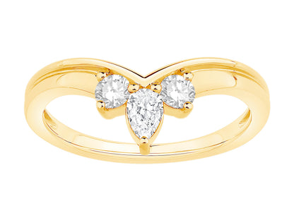 14K Yellow Gold Lab Diamond Mixed Facny Shape Contour Wedding Band Containing 0.37Ctw