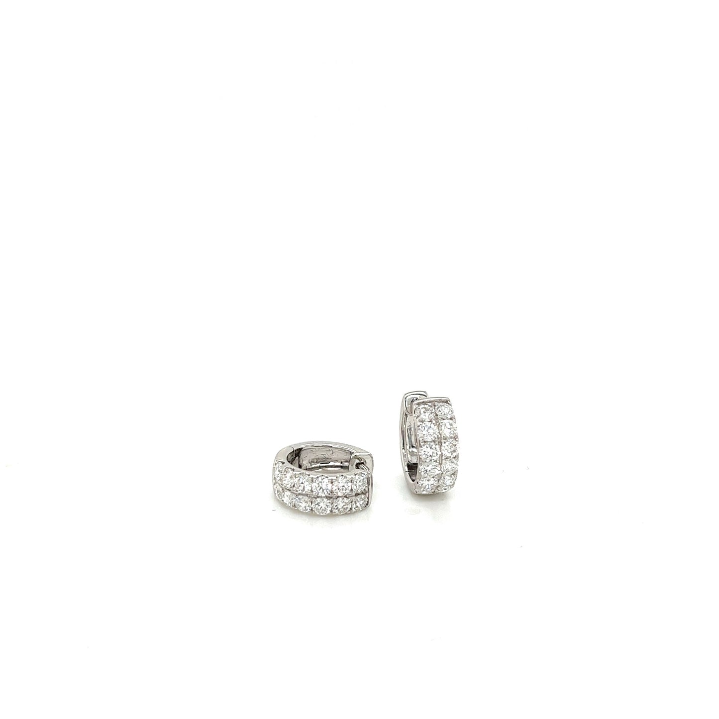 18k white gold double row diamond hoops 1.14ct