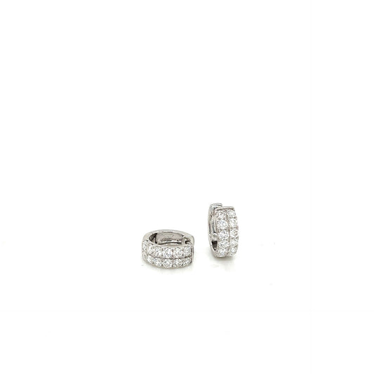 18k white gold double row diamond hoops 1.14ct