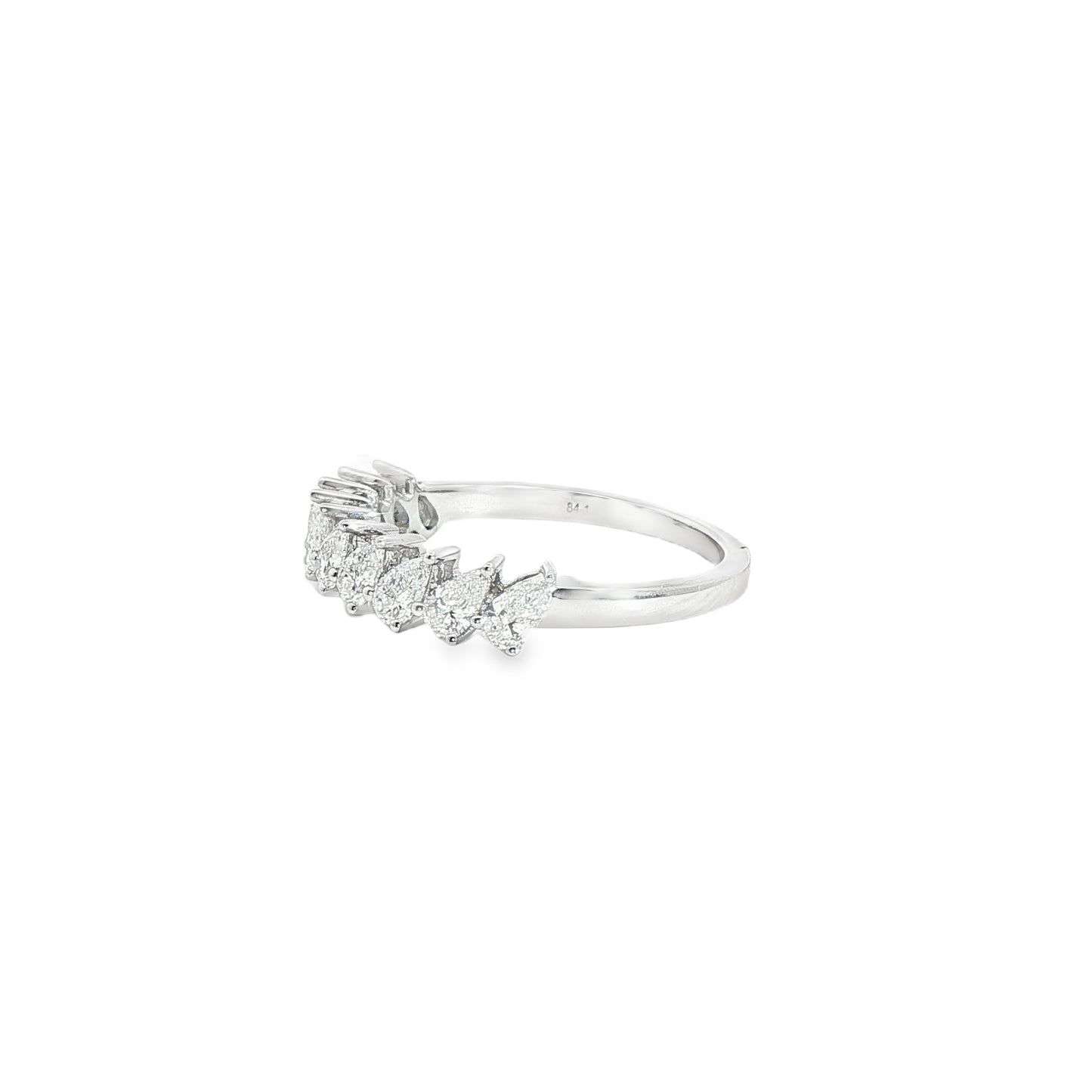 18K White Gold Pear Cut Diamond 1/2 way Band