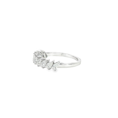 18K White Gold Pear Cut Diamond 1/2 way Band