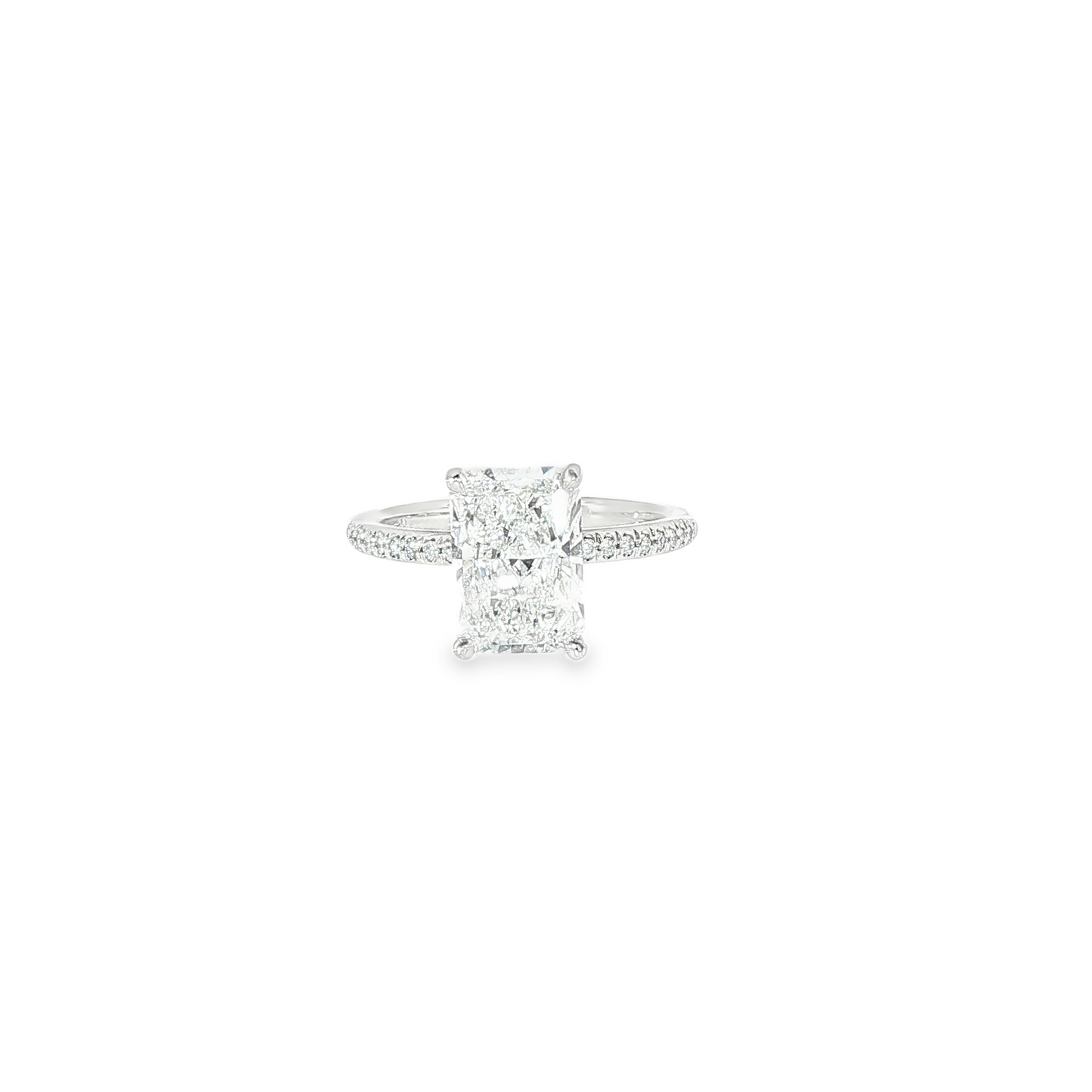 14K White Gold Radiant Cut Lab Diamond Prong Set Engagment Ring 2.55ct