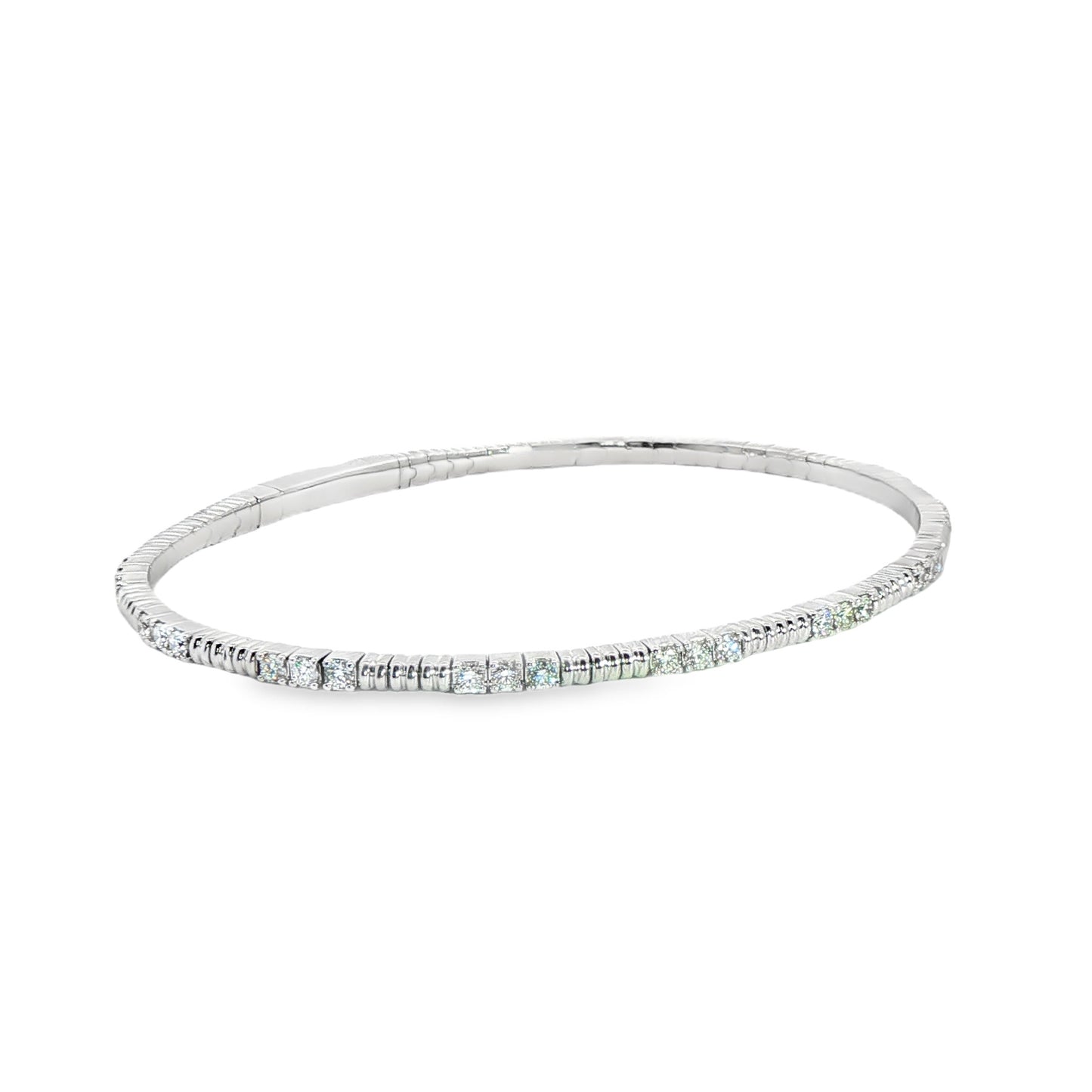 14K White Gold 11 Section  Diamond Soft Flex Bracelet 0.85Ctw
