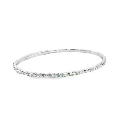 14K White Gold 11 Section  Diamond Soft Flex Bracelet 0.85Ctw