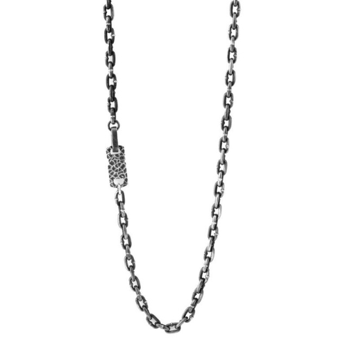 FINE CURB NECKLACE WITH SILVER RING AND WING DROP