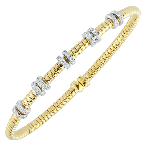 18K Yellow Gold Diamond Flex Bangle Bracelet 0.35Ct
