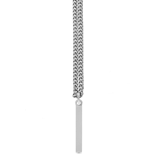 Silver Plain Bar Pendant 18"