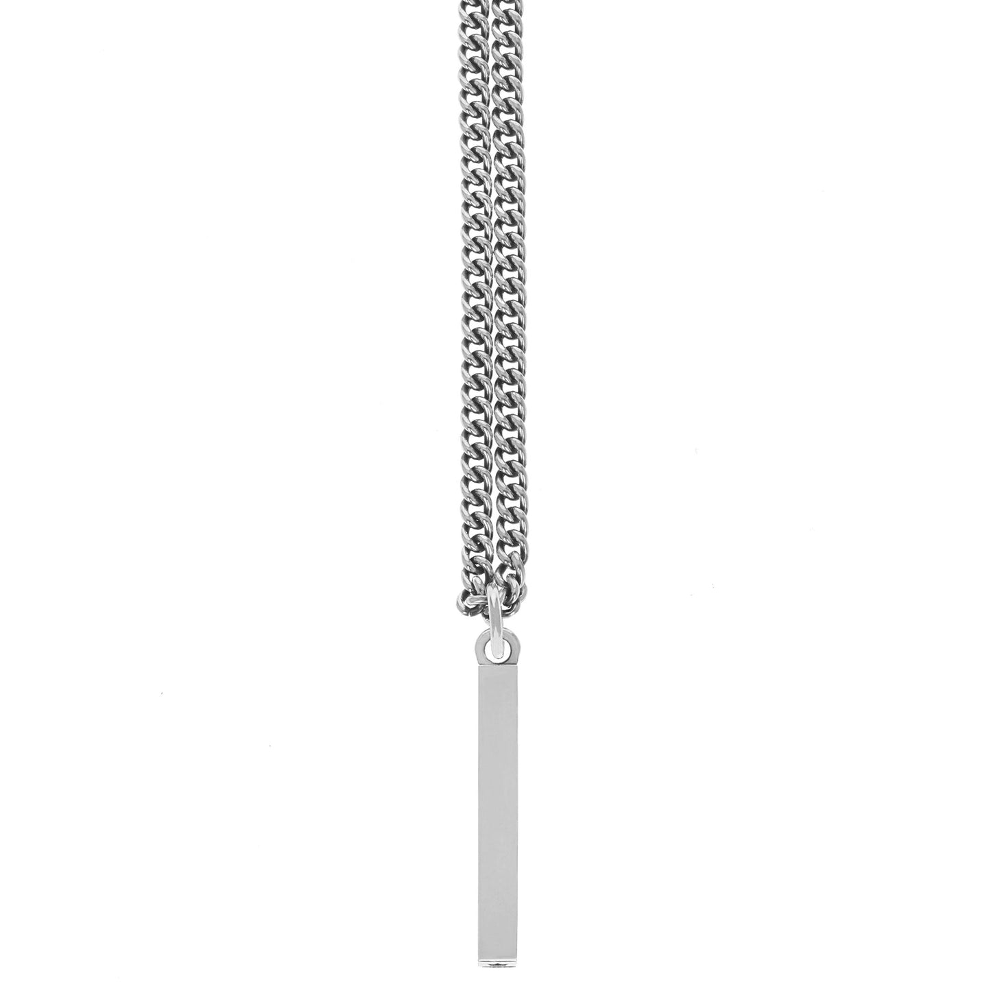 Silver Plain Bar Pendant 24"