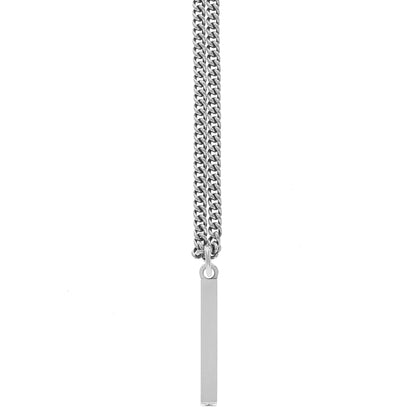 Silver Plain Bar Pendant 24"