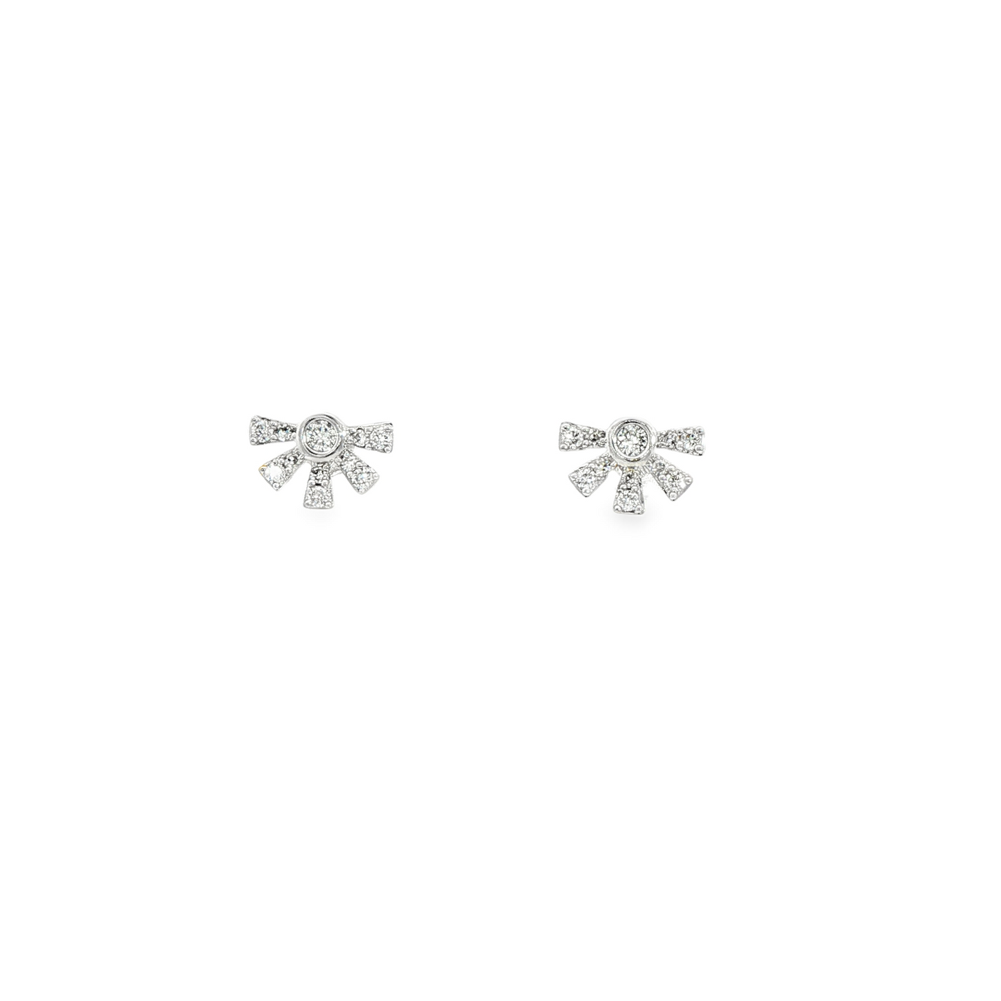 14K White Gold Single Cut Diamond Stud Fashion Earrings 0.14Ctw