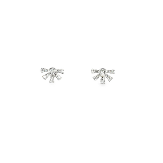 14K White Gold Single Cut Diamond Stud Fashion Earrings 0.14Ctw