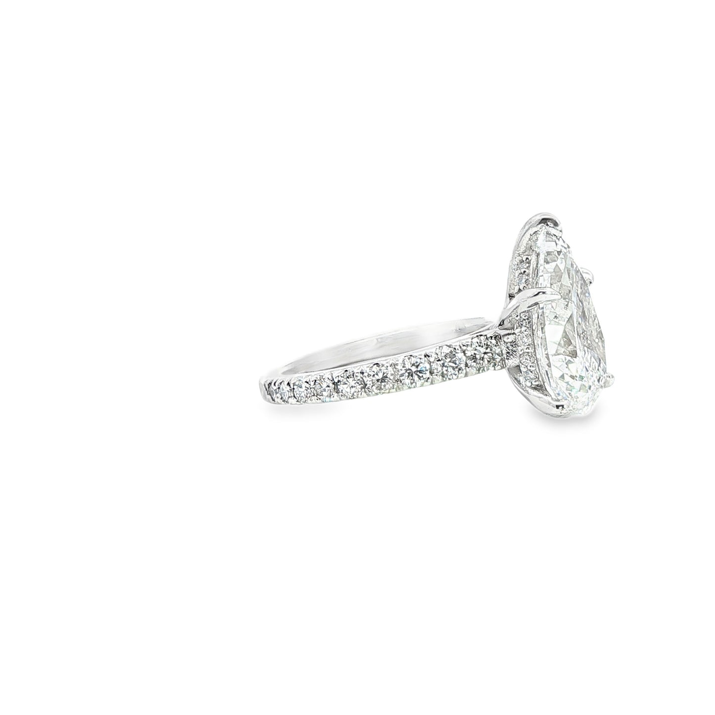 Custom 14K White Gold Pear Shape Diamond Graduating Enagament Ring