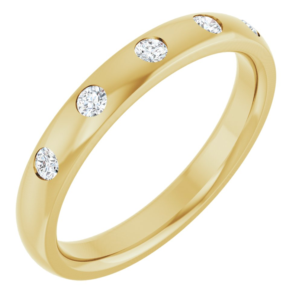14K Yellow Gold 4mm Lab Burnish Set Band