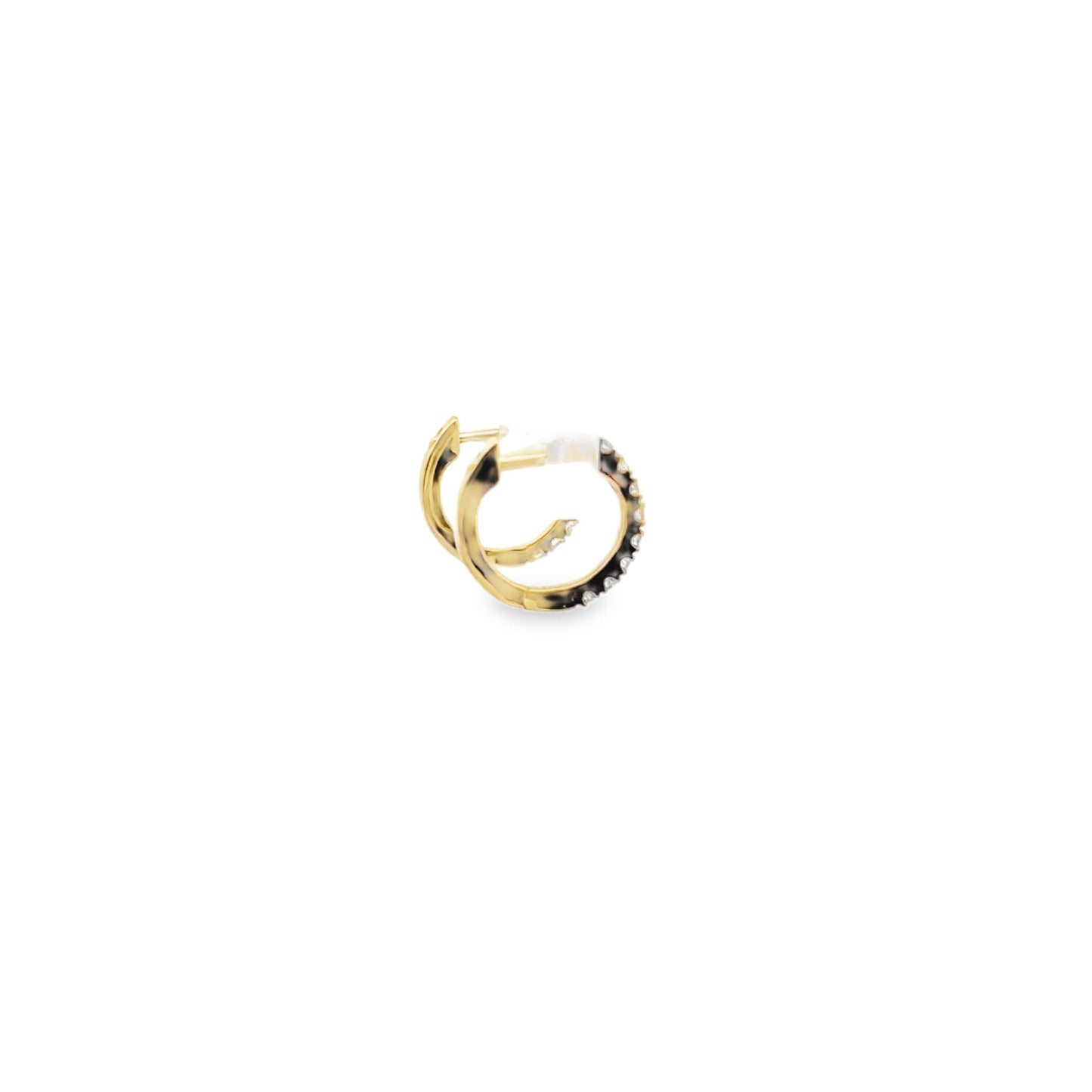 14K Yellow Gold Diamond Huggie Earrings 0.21Ct