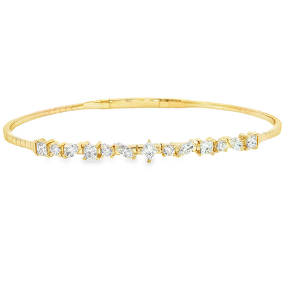 14Kyg Diamond Flex  Station Bracelet Containng Fancy Shapes 13Rd = 0.80Ct