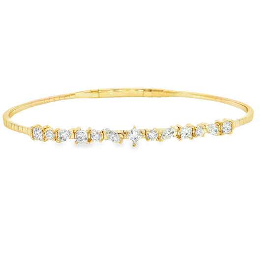 14Kyg Diamond Flex  Station Bracelet Containng Fancy Shapes 13Rd = 0.80Ct