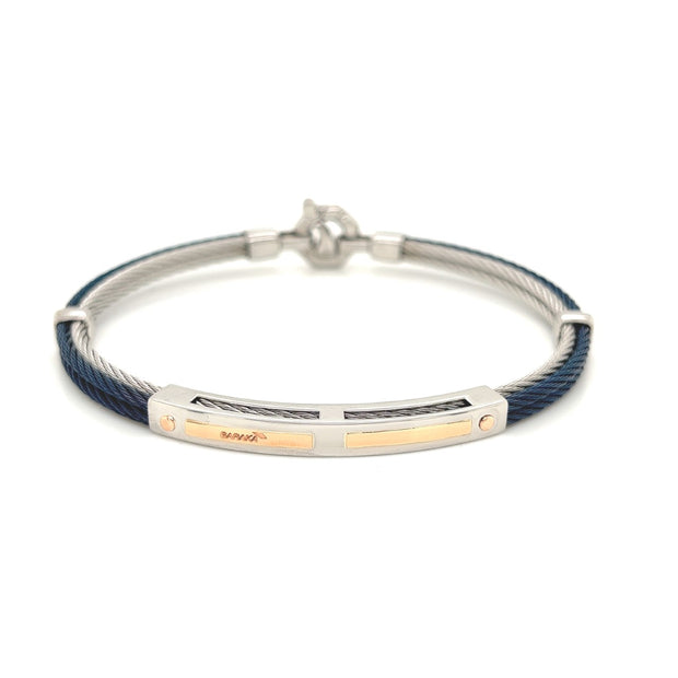 mens 18k rose gold and mix metal bracelet with diamond