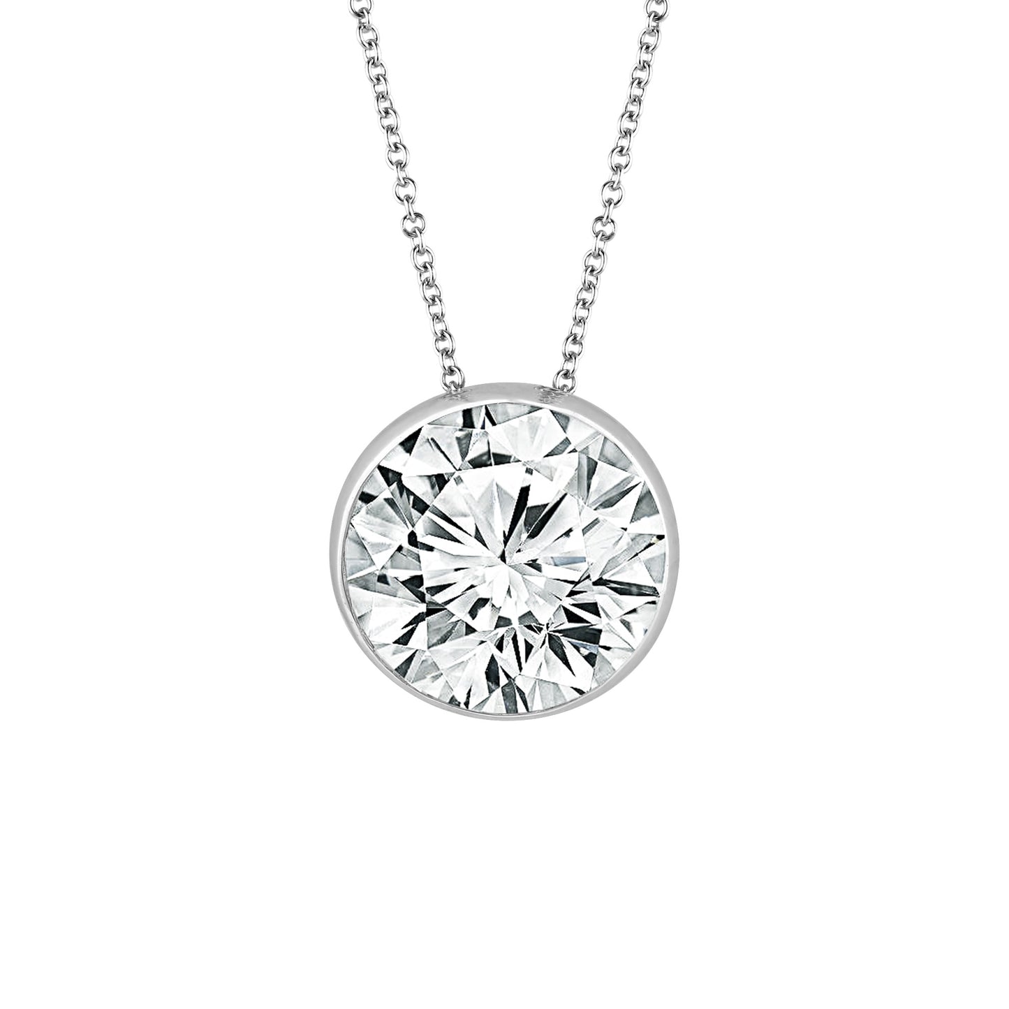 14K White Gold Lab Grown Diamond SolitaireSky Set Drop Pendant 1.00Cttw
