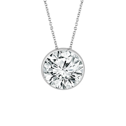 14K White Gold Lab Grown Diamond SolitaireSky Set Drop Pendant 1.00Cttw