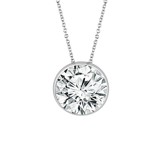 14K White Gold Lab Grown Diamond SolitaireSky Set Drop Pendant 1.00Cttw