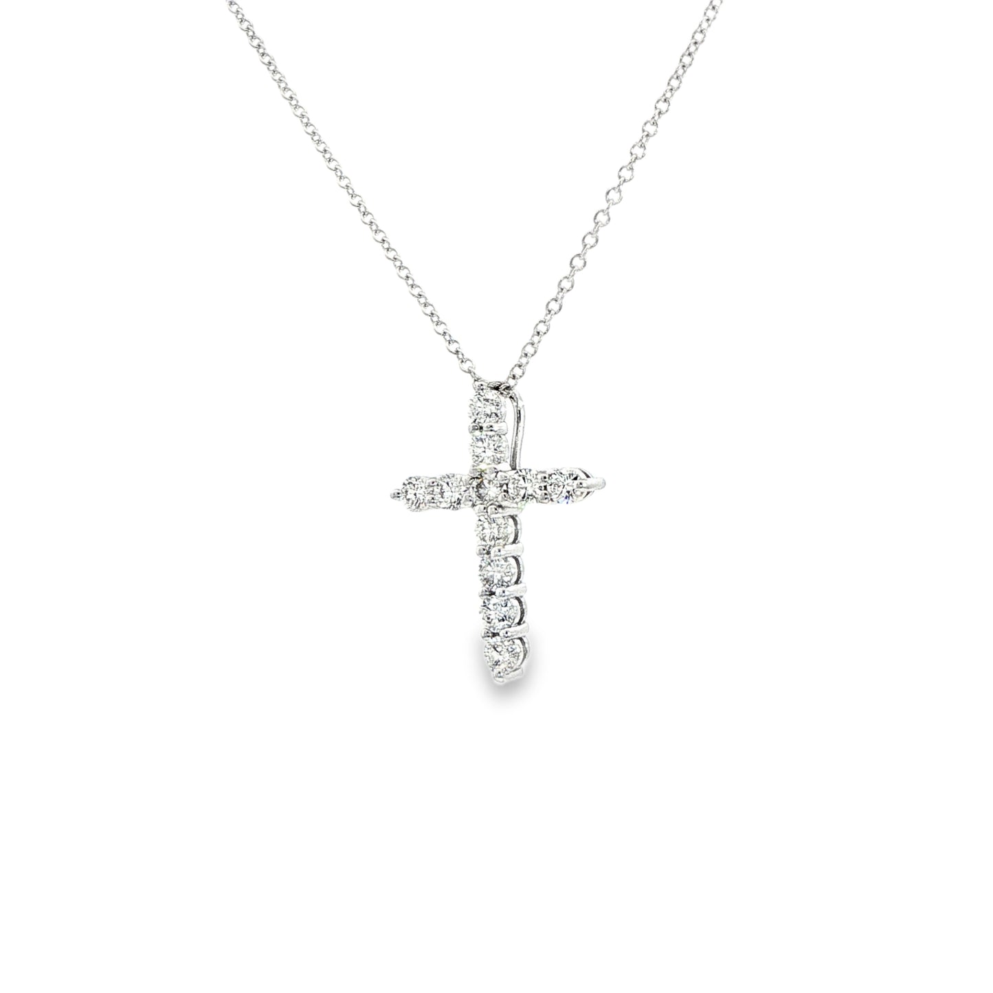 14K White Gold Diamond Cross Pendant Necklace Containing 0.50ctw