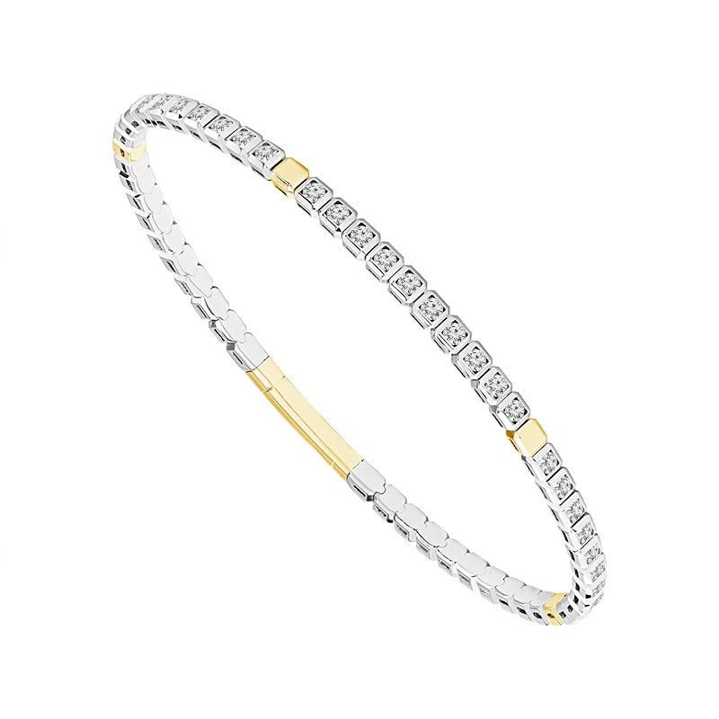 14K Two Tone Square Bezel Set Flex Bracelet 1.50Ctw