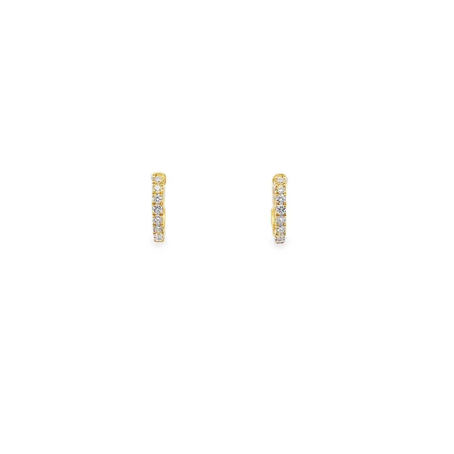 14K Yellow Gold Diamond Huggie Earrings 0.21Ct