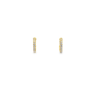 14K Yellow Gold Diamond Huggie Earrings 0.21Ct