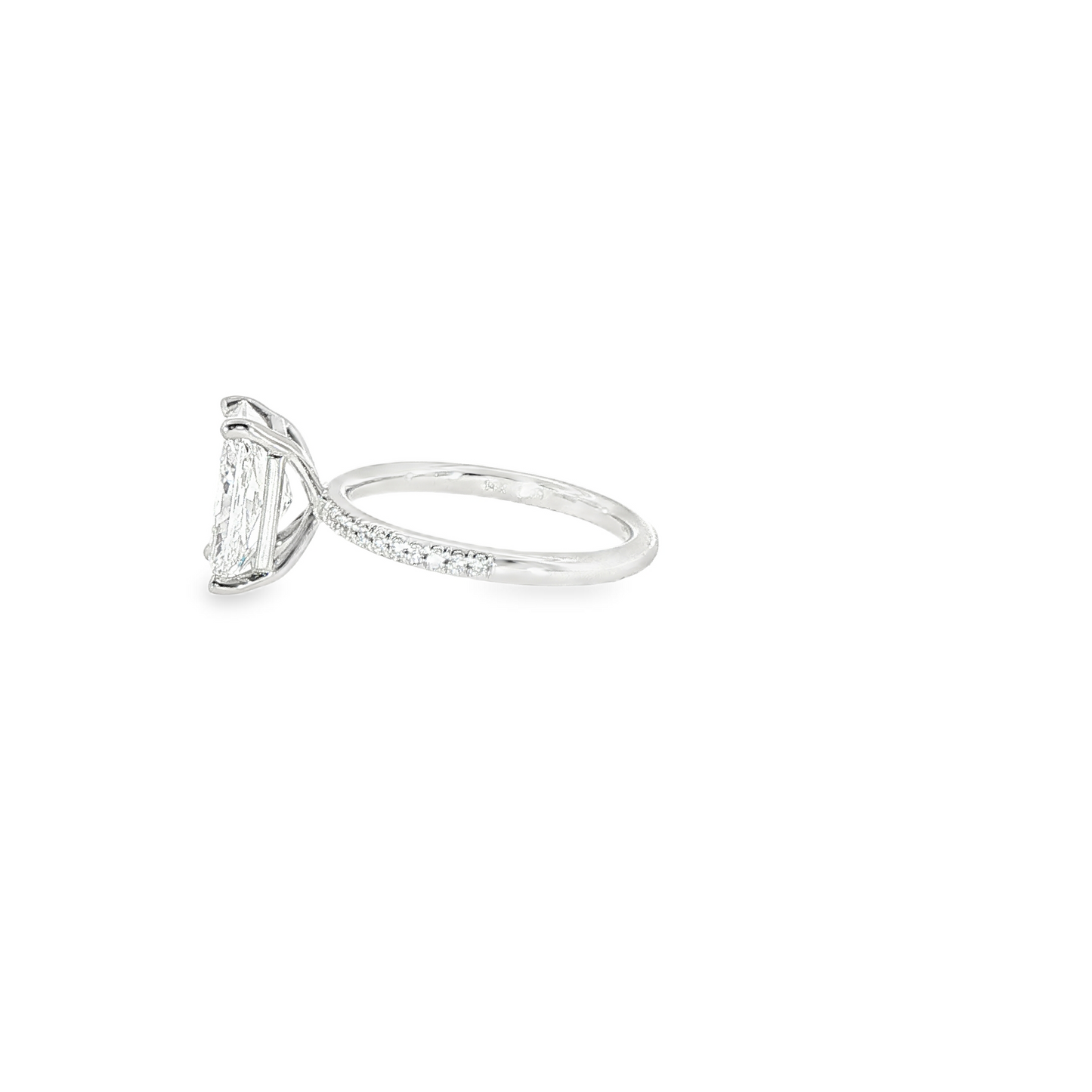 14K White Gold Radiant Cut Lab Diamond Prong Set Engagment Ring 2.55ct