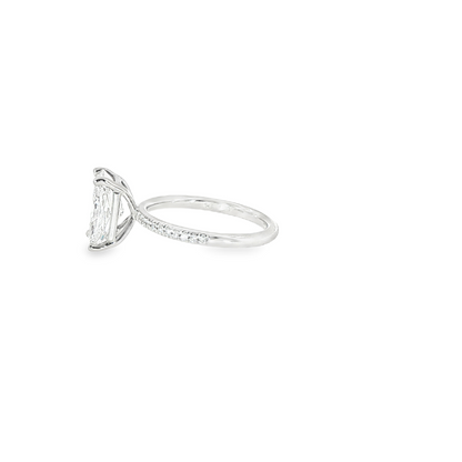 14K White Gold Radiant Cut Lab Diamond Prong Set Engagment Ring 2.55ct