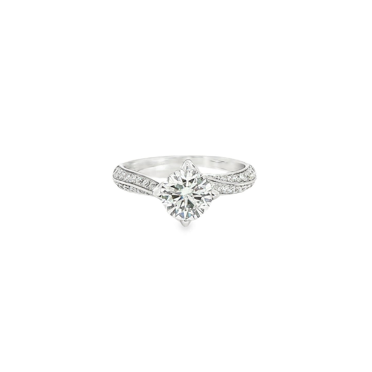 18k white gold curved forevermark diamond engagement ring 1.35ct