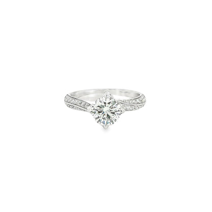 18k white gold curved forevermark diamond engagement ring 1.35ct
