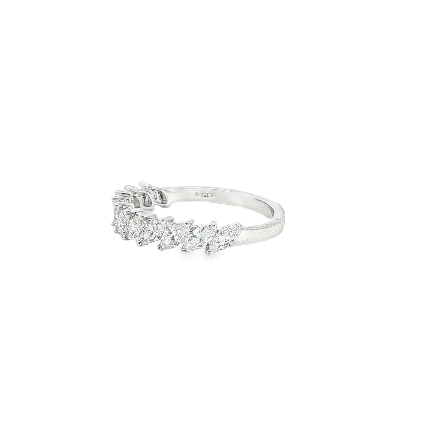 18K White Gold Slanted Marquis Diamond Band